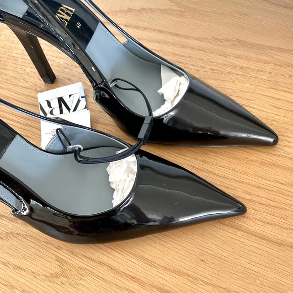 ZARA CUT OUT PATENT POINTED HIGH HEELS 9 - Picture 7 of 13
